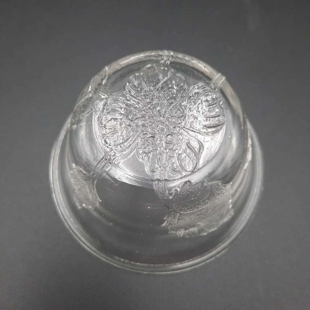 Vintage‎ Clear Glass Dessert Bowls Set of 3 – Floral & Leaf Embossed Pattern